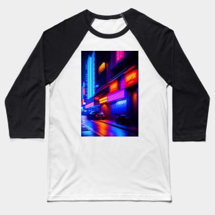 Neon Nightscape Baseball T-Shirt